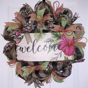 hibiscus handmade wreath